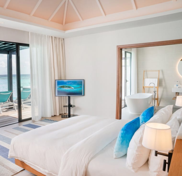 Interior of water villa at Nova Maldives