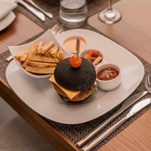 a plate of food on a table