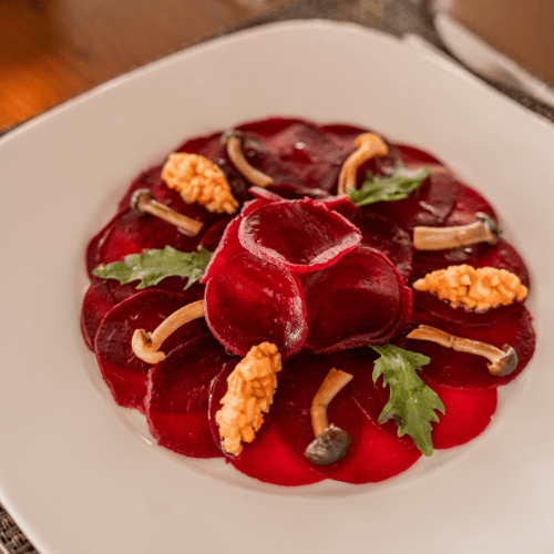 a plate of food on a place mat