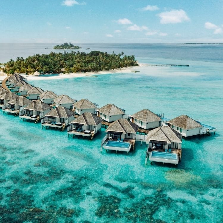 Aerial of water villas at Nova Maldives