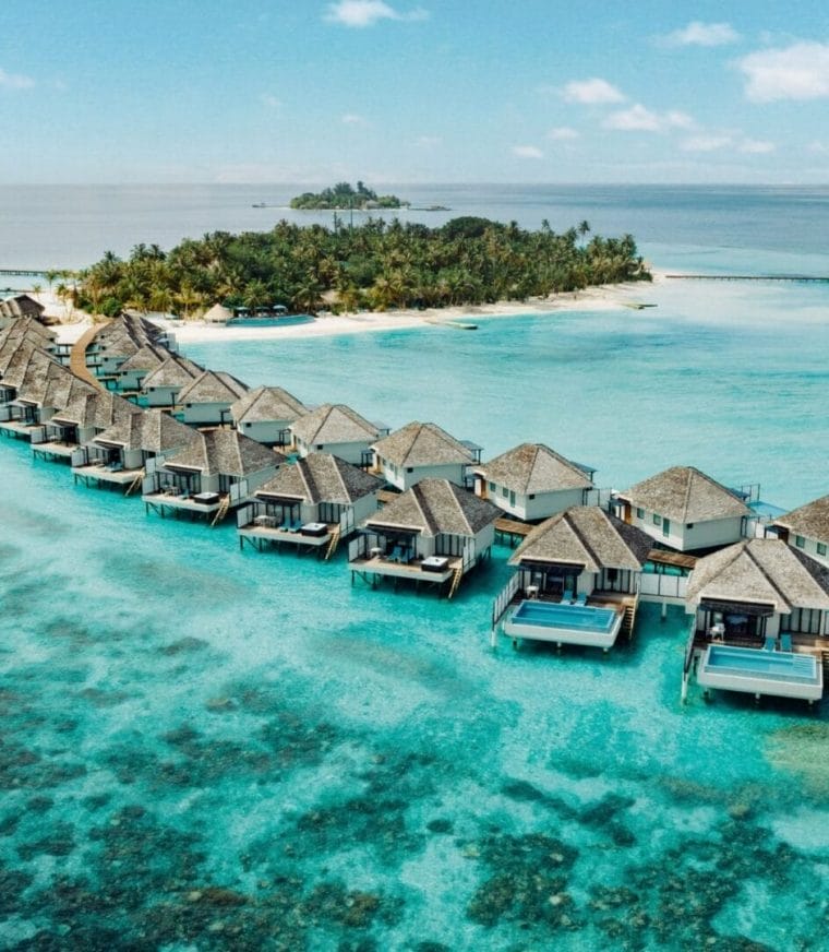 Aerial of water villas at Nova Maldives