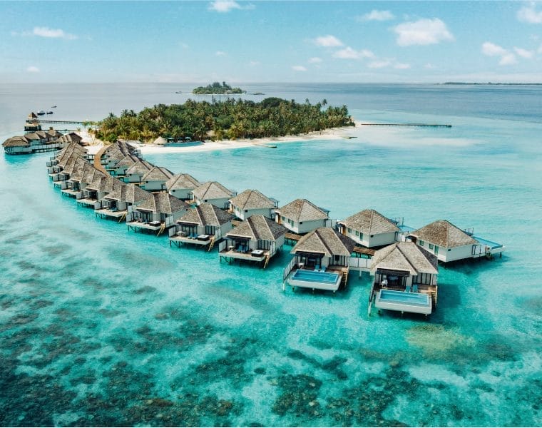 Aerial of water villas at Nova Maldives