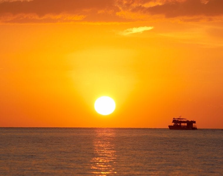 Sunset with an ocean horizon