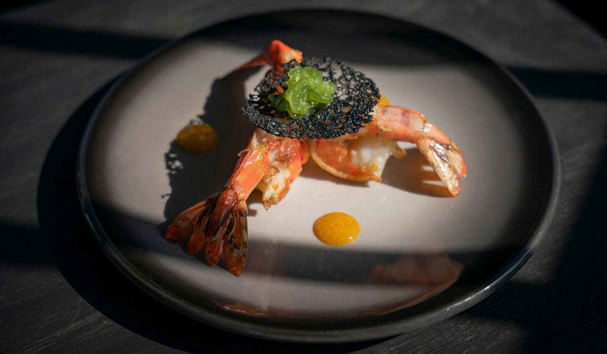 A seaweed and lobster dish that is available on the seaweed menu at Mizu, the overwater teppanyaki restaurant at Nova Maldives