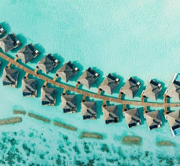 Aerial of water villas at Nova Maldives