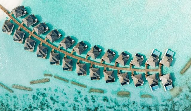 Aerial of water villas at Nova Maldives