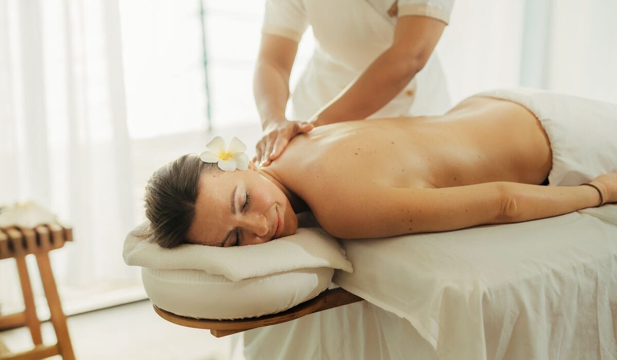 A woman gets a massage